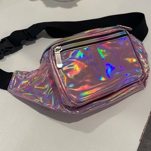 Pink Holographic Fanny Pack Belt Bag Rainbow Disco